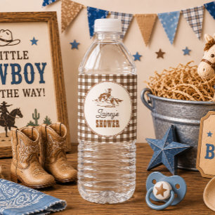 Gingham Rodeo Baby Shower Wasserflaschenetiketten