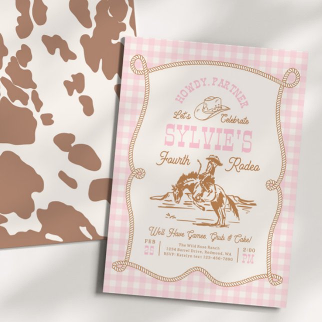 Gingham Rope Cowgirl Birthday Invitation Einladung (Von Creator hochgeladen)