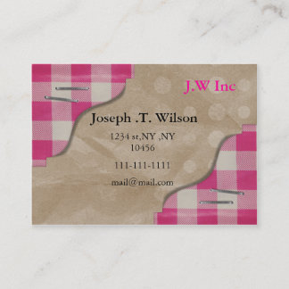 Gingham rosa Retro Business Cards Visitenkarte