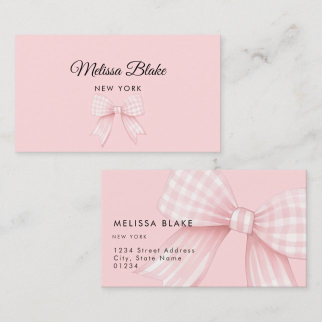 Gingham-Rosette-Design Visitenkarte (Vorne/Hinten)
