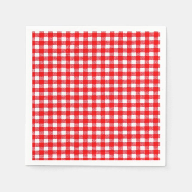 Gingham, Rot und Weiß, traditionelles Picknick Serviette (Vorderseite)