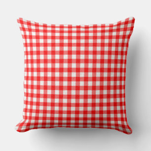 Gingham Rot-Weiß-Baumwoll-Baumwoll-Kissen Kissen