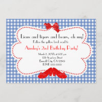 Gingham Ruby Slippers Wizard for Oz Invitation