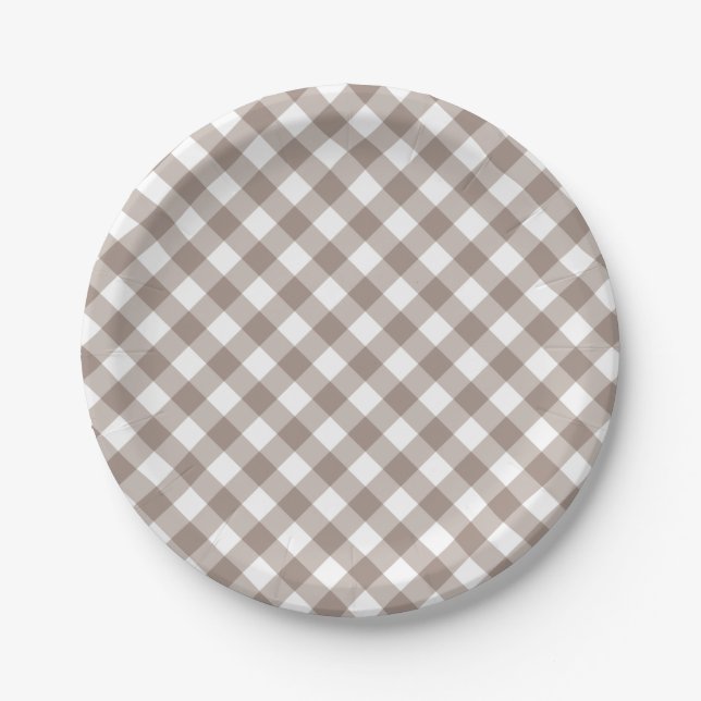 Gingham - Rustikale Herbstdusche | Pappteller (Vorderseite)