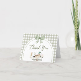 Gingham Sage Green Mallard Duck Baby Duck Dankeskarte