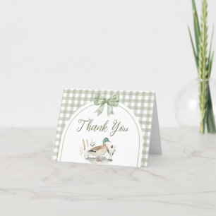 Gingham Sage Green Mallard Duck Baby Duck Dankeskarte