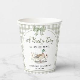 Gingham Sage Green Mallard Duck Baby Duck Pappbecher
