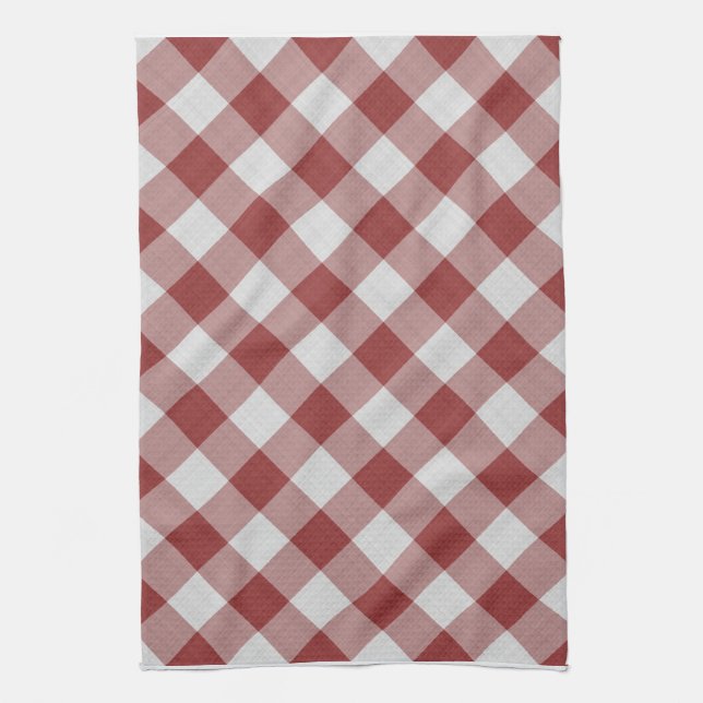 Gingham-Schachbrettmusterrot und -WEISS Geschirrtuch (Vertikal)