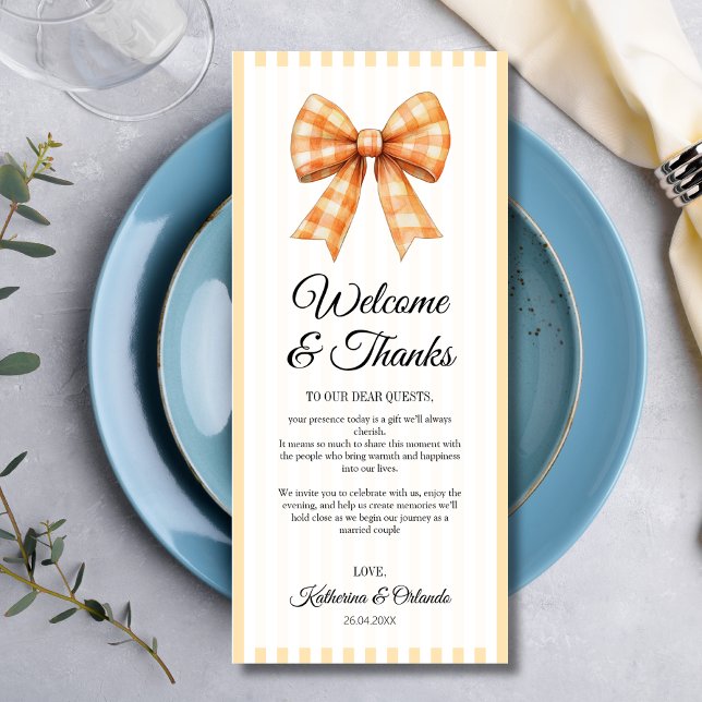 Gingham-Schleife Hochzeitsplatz Dankeskarten-Set Programm (Von Creator hochgeladen)