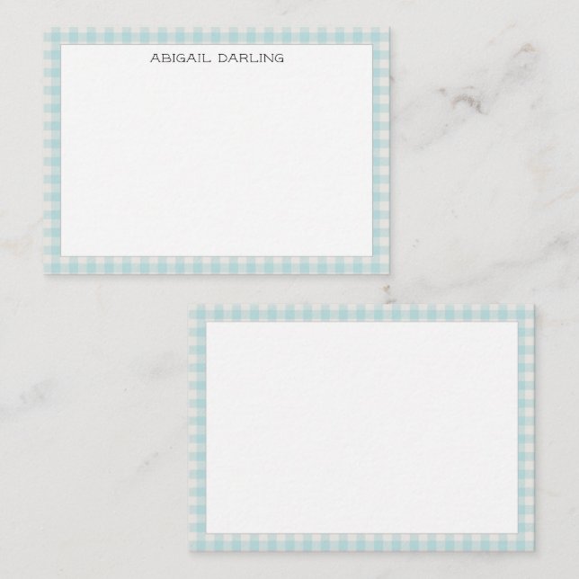 Gingham Simple Modern Thin Border Mitteilungskarte (Vorne/Hinten)