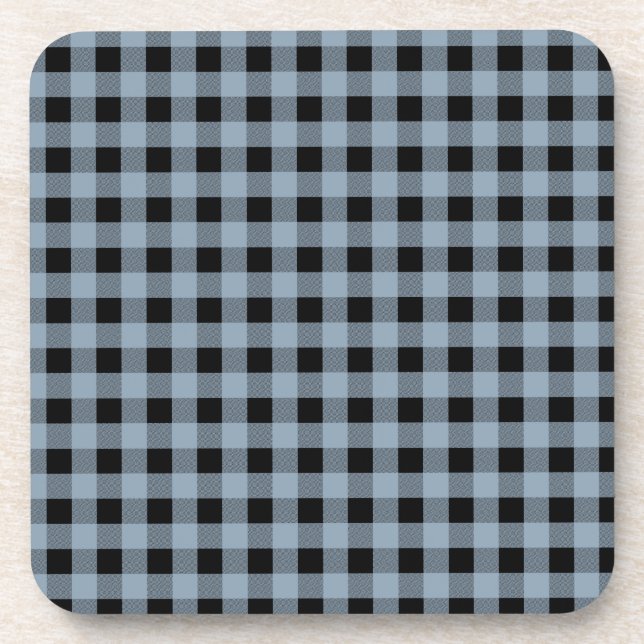 Gingham Slate und Black Untersetzer (Vorderseite)