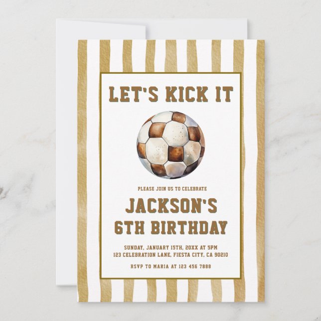 Gingham Soccer Football Birthday Invitation Einladung (Vorderseite)