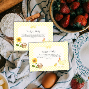 Gingham-Sonnenblumen-Küken-Bücher für Baby-Party Begleitkarte