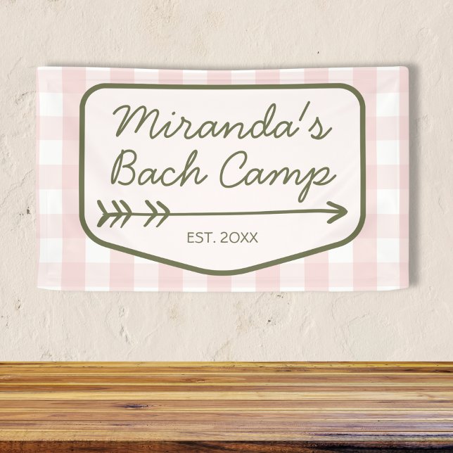 Gingham Summer Bach Camp Pink Green Bachelorette Banner (Gingham Summer Bach Camp Pink Green Bachelorette Banner)