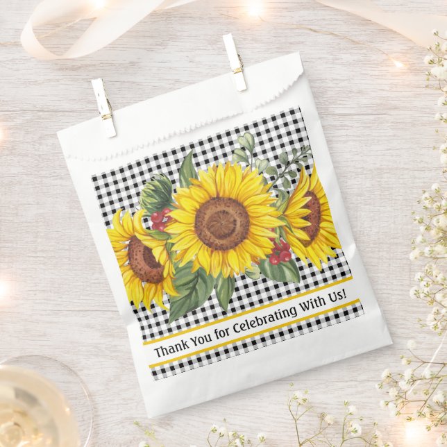 Gingham & Sunflowers Gefallen Bag Ladys Girls Even Geschenktütchen (Ausgeschnitten)