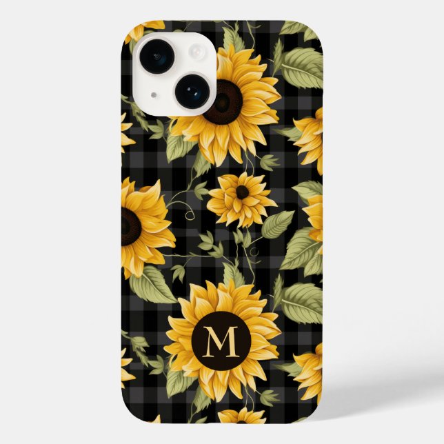 Gingham Sunflowers Pattern Case-Mate iPhone 14 Hülle (Rückseite)