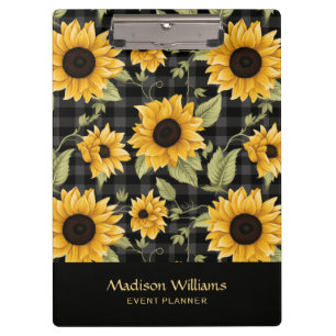 Gingham Sunflowers Pattern Klemmbrett