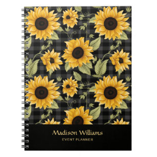 Gingham Sunflowers Pattern Notizblock