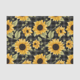 Gingham Sunflowers Pattern Seidenpapier