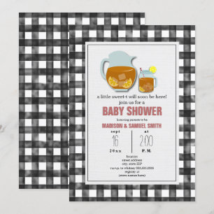 Gingham Sweet Tea Lemons Neutral Baby Dusche Einladung