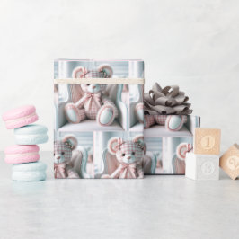 Gingham Teddy Bear auf einem Stuhl Geschenkpapier
