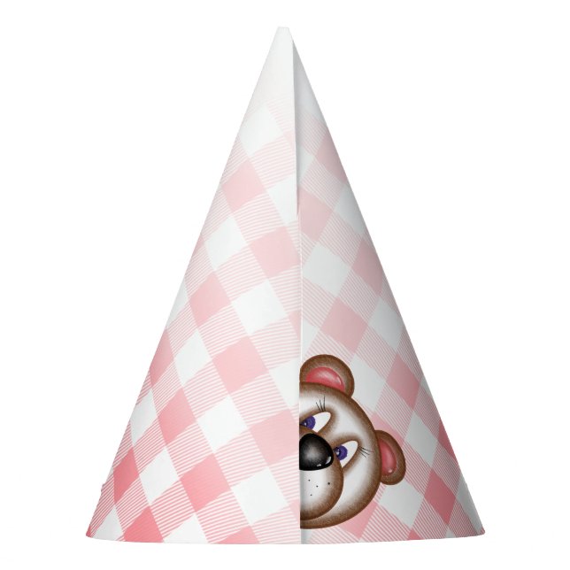 Gingham Teddy Bear Picnic Party hat Partyhütchen (Rückseite)
