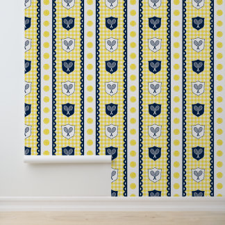 Gingham-Tenniskamm in Gelb & Navy Tapete