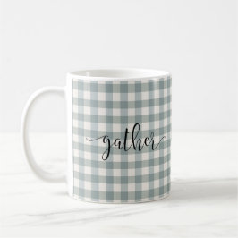 Gingham Typografy Kariert Script "Gather Country" Kaffeetasse