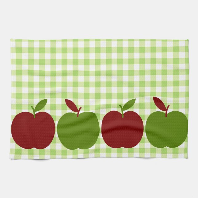 Gingham und Äpfel Geschirrtuch (Horizontal)