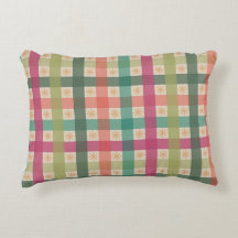 Gingham- und geometrische Blumenmuster-Akzentkisse