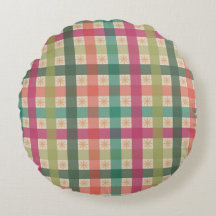 Gingham- und geometrisches Blumenmuster rundes Kis