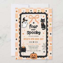 Gingham Vier Für Immer Gruseliger Halloween Geburt Einladung