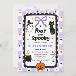 Gingham Vier Für Immer Gruseliger Halloween Geburt Einladung