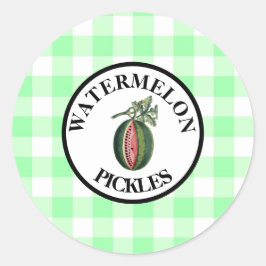 Gingham Watermelon Pickles Runder Aufkleber