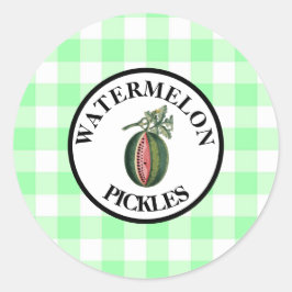 Gingham Watermelon Pickles Runder Aufkleber