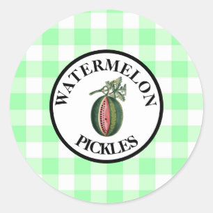 Gingham Watermelon Pickles Runder Aufkleber