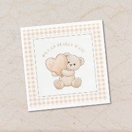 Gingham We Can Bearly Wait Baby Shower Napkins Serviette