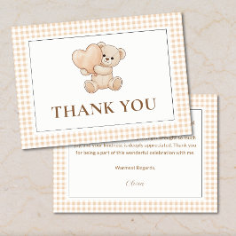 Gingham we can bearly wait baby shower, teddy bear dankeskarte