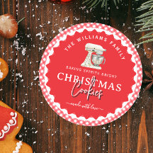 Gingham-Weihnachtsplätzchen-Gebäck-Label