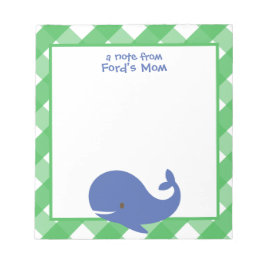 Gingham Whale Personalisiert Notepad Notizblock