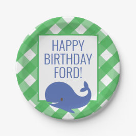 Gingham Whale Personalisiert Party Teller