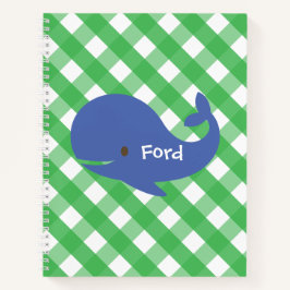 Gingham Whale Personalisiert Spiral Notebook Notizbuch