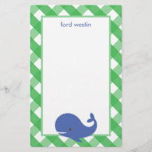 Gingham Whale Personalisiert Stationery