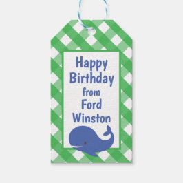 Gingham Whale Personalisierte Geschenkmarke Geschenkanhänger