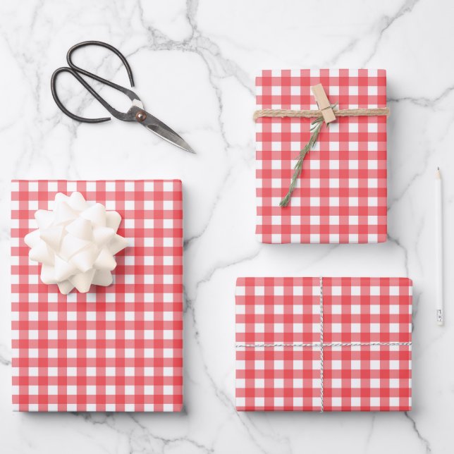Gingham Wrapping Paper Sheets Geschenkpapier Set (Vorderseite)