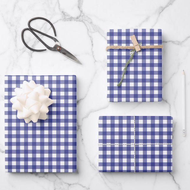 Gingham Wrapping Paper Sheets Geschenkpapier Set (Vorderseite)