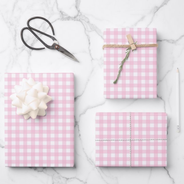 Gingham Wrapping Paper Sheets Geschenkpapier Set (Vorderseite)
