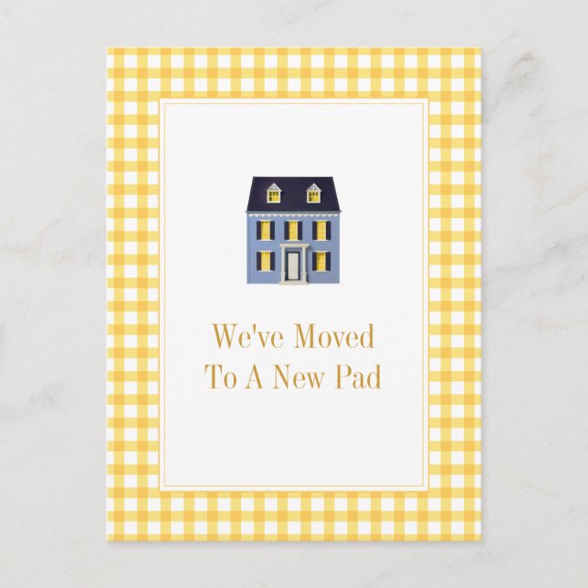 Gingham Zuhause Moving Postcard Ankündigungspostkarte (Vorderseite)