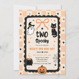 Gingham Zwei gruselige Halloween-Geburtstagsfeier Einladung
