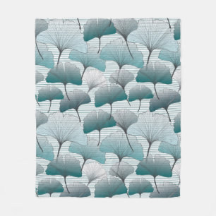 Gingko Biloba nahtlos blaue Farbmuster.  Fleecedecke